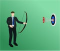 Businessman shooting three arrow to target Royalty Free Stock Photo