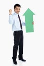 Businessman with an arrow, cheering