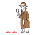 A businessman as detective holding a magnification glass, search