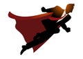 Businessman as superhero flying fast