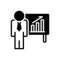 Black solid icon for Businessman In Ascending Business Bars Graphic, ascendant and bars