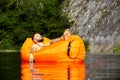 Businessman asleep and drowned phone