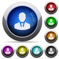 Businessman avatar color glass buttons round glossy buttons Royalty Free Stock Photo