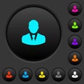 Businessman avatar dark push buttons with color icons