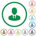 Businessman avatar flat icons with outlines