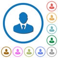 Businessman avatar icons with shadows and outlines