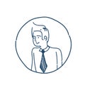 Businessman avatar portrait, business man sketch white background