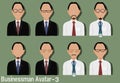 Businessman Avatar with Variation of necktie ,shirt,eyeglasses and suit.Characters are based on Egg head with Middle Part hair