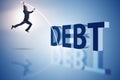 The businessman avoiding debt burden in business concept