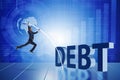 The businessman avoiding debt burden in business concept
