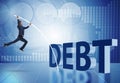 Businessman avoiding debt burden in business concept