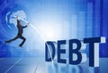 Businessman avoiding debt burden in business concept