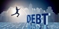 The businessman avoiding debt burden in business concept