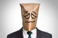 Businessman with a bag on the head - with sad face Royalty Free Stock Photo