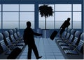 Businessman with baggage silhouette in airport Royalty Free Stock Photo