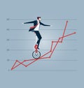 Businessman balancing on the charts - Business concept Royalty Free Stock Photo