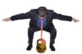 Businessman balancing with gold