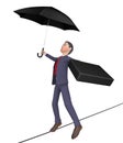 Businessman Balancing Shows Tightrope Walker And Balanced 3d Rendering