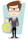 Businessman or banker with a Bag of Gold Cash Euro