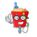 Businessman beach bucket shape the fun character Royalty Free Stock Photo