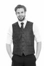 Businessman, bearded man or smiling gentleman in waistcoat and t