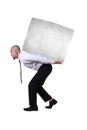 Businessman Bearing Heavy Load on His Back, Side View Profile