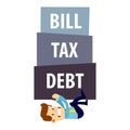 Businessman Being Crushed By Debt Tax And Bills