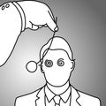 Businessman being hypnotized with coin vector illustration Royalty Free Stock Photo