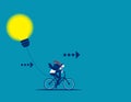 Businessman with best idea. Concept business vector illustration, Flat business cartoon, Bicycle and Ride, Speed, successful