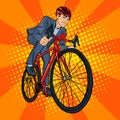 Businessman on Bicycle. Businessman Riding a Bicycle. Pop Art