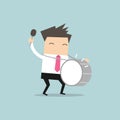 Businessman with big drum. Royalty Free Stock Photo