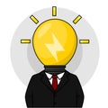 Businessman Big Idea Head Lamp Color Illustration Royalty Free Stock Photo