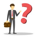 Businessman and big question mark. Man think Royalty Free Stock Photo