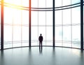 Businessman in big sunlight office