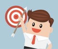 Businessman with big target, vector illustion flat design style.