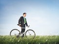 Businessman Bike Green Business Relaxation Concept