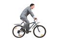 Businessman on bike hurry to work Royalty Free Stock Photo