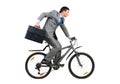 Businessman on bike hurry to work Royalty Free Stock Photo