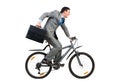 Businessman on bike hurry to work Royalty Free Stock Photo