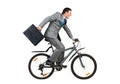 Businessman on bike hurry to work Royalty Free Stock Photo