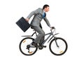 Businessman on bike hurry to work Royalty Free Stock Photo