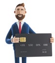 3d illustration. Businessman Billy with black credit card.