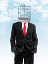 Businessman with birdcage instead of his head Royalty Free Stock Photo