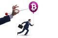 Businessman in bitcoin bubble concept