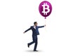 Businessman in bitcoin bubble concept