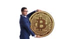 Businessman with bitcoin isolated on white background