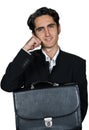 Businessman with black leathern case. Royalty Free Stock Photo