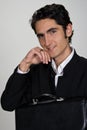 Businessman with black leathern case. Royalty Free Stock Photo