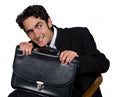 Businessman with black leathern case. Royalty Free Stock Photo