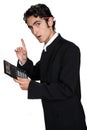 Businessman with black leathern case. Royalty Free Stock Photo